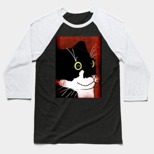 Cute Tuxedo Cat with mischief as a grunge  Copyright TeAnne Baseball T-Shirt